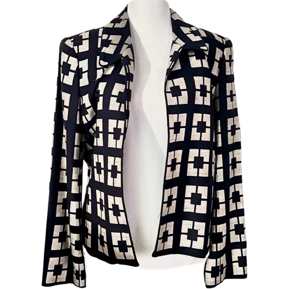 Vintage‎ DONCASTER Exquisite Woven 100% Silk Medallion Navy Blazer Jacket…